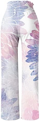 Calças florais para feminino yoga Sweatpant solto perna casual cintura alta calças de corpo inteiro esporte