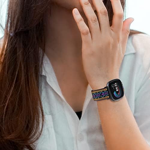 Bandas de nylon zpjpplx compatíveis com Fitbit Versa 4/Sense 2, para Fitbit Versa 3/Sense elástico pulseira para
