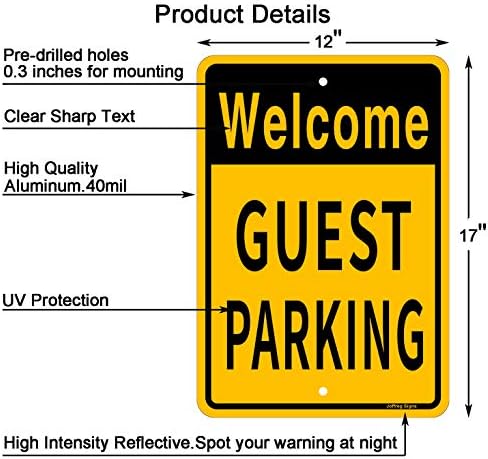 Joffreg Welcome Guest Parking Sign, sem sinal de estacionamento, 17 x 12 polegadas, alumínio