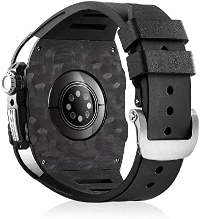 CZKE Protetor Apple Watch 44mm 45mm Metal de luxo Modificado de fibra de carbono de fibra de carbono Acessórios