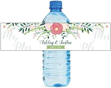 DesignThatSign Sr. e Sra. Floral Wedding Bottle Bottle Bottles Fácil de usar ótimo para casamentos