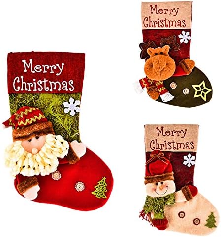 Conjunto de meias de Natal de três peças, presente para crianças, decoração de festas de férias pendurada, bolsa de presente pequena, sacola de brindes