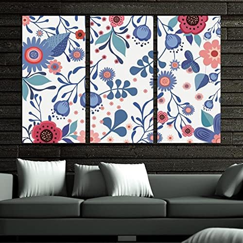 Arte de parede para sala de estar, pintura a óleo na tela grande flores emolduradas Padrão de arte para
