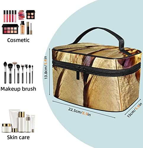 Bolsa de higiene pessoal, bolsa cosmética de maquiagem para homens, Men, padrão de penas douradas