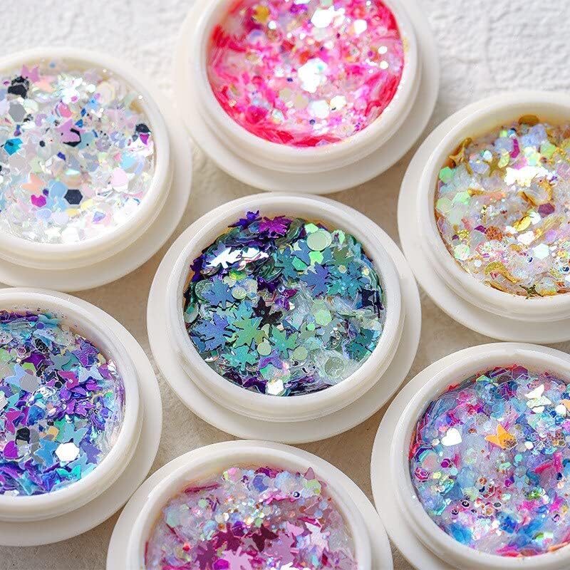 1 caixa de unhas de unhas sparkly hexagon 3d lantejas de sereia de unhas de glitter colorido para