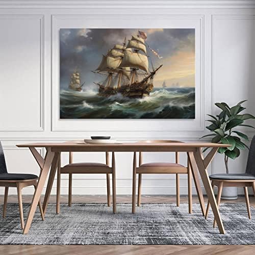 Gumege Sailing Ship Warship Poster Picture Art Print Canvas Wall Home Room Decor Boys Mulheres
