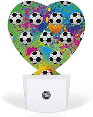 Fzdxzjj Sport Football Night Light for Kids, Art Painting Soccer Heart Night Light Plug Int