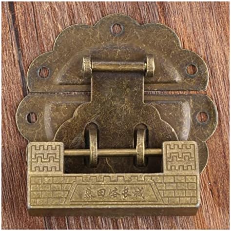 Mobília sdgh chinesa bucha de caixa antiga chinesa hasp fivela de fivela e bloqueio de bronze antigo/cadeado para jóias de gabinete hardware de caixa de madeira