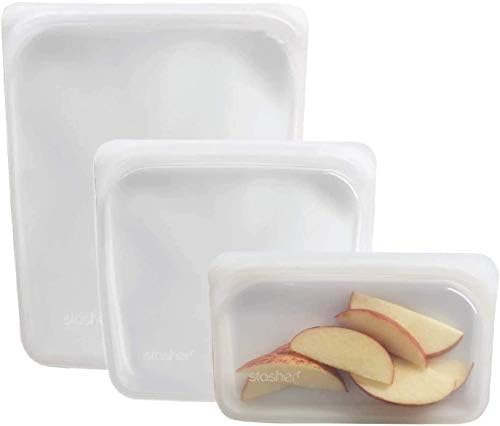 Saco de alimentos de silicone reutilizável do STASHER, bolsa de sanduíche, lanche e bolsa de 1/2 galão,