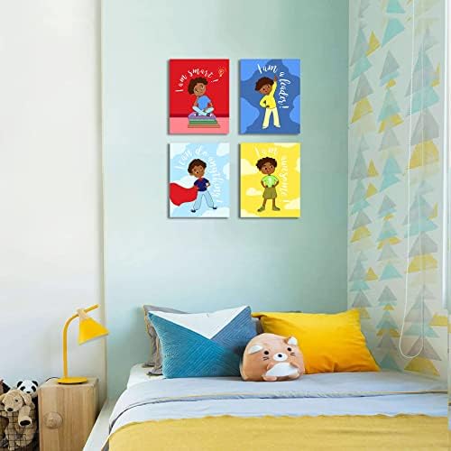Arte de parede de lona do quarto dos meninos | Decoração de parede motivacional para meninos crianças