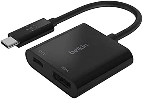 Adaptador Belkin USB C a HDMI + Porta de Carregamento USBC Para carregar enquanto você exibe, suporta vídeo UHD 4K, Passagem de até 60W para dispositivos conectados, compatíveis com MacBook, iPad, Windows