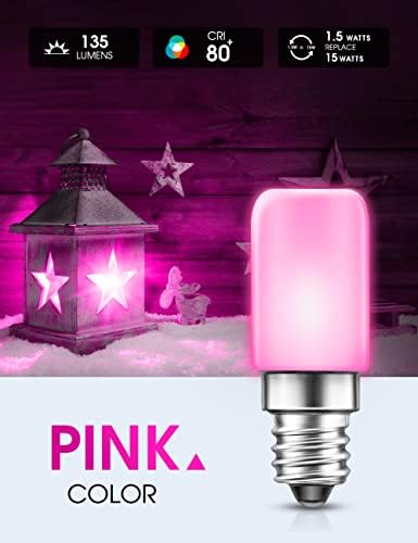 Lâmpada rosa Lohas, lâmpadas noturnas rosa, lâmpadas lideradas por candelabra rosa E12, equivalente a 15w, 135lm,