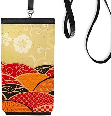 Padrão de geometria de Sakura Japão bolsa de carteira telefônica pendurada bolsa móvel bolso preto