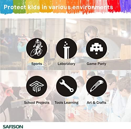Safison 28 Pacote copos de segurança infantis, Ansi Z87.1 Óculos protetores do tamanho da criança