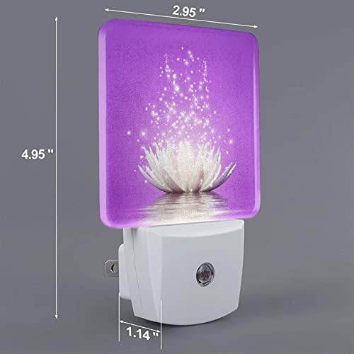 Unkvrol Purple Lotus LED Night Light ， plugue decorativo em luz noturna ， com anoitecer inteligente para o amanhecer