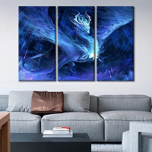 Arte de parede do TUMOVO para sala de estar azul Dragão voador Dragono Decoração de parede Dragão
