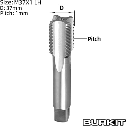 Burkit M37 x 1 Thread Tap Mão esquerda, HSS M37 x 1,0 Máquina de caia reta Tap Tap