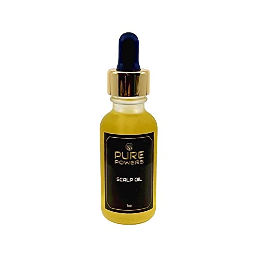 Powers puros - óleo de couro cabeludo orgânico 1oz - feito com óleo de jojoba orgânico + óleos essenciais -