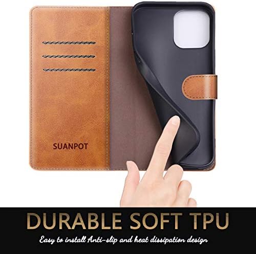 Suanpot para iPhone 11 Caixa de carteira de couro de 6,1 polegadas com porta -crédito de bloqueio de