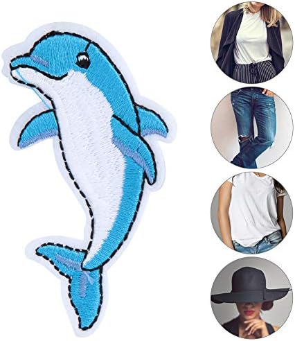 Adesivos de roupas de 20pcs, golfinhos, vestindo roupas de bordado de bordado diy feito à mão
