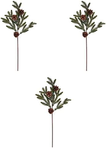 3pcs Artificial Pine Cone Pine agulhas de Natal Ornamentos de Natal para artesanato DIY Decorações de festas