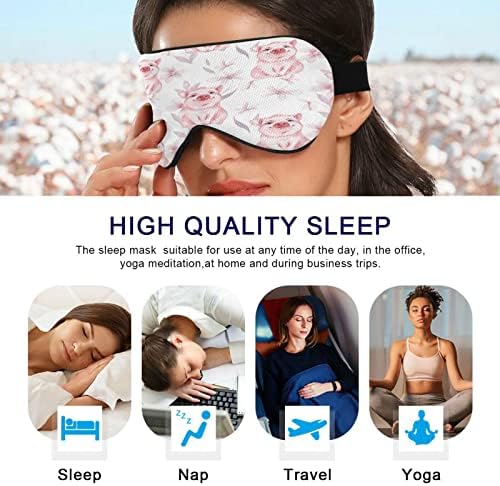 Xiua Flowers Porco Máscara de olhos dormindo com alça ajustável, Blackout respirável Confortável máscara de olho para dormir para homens e mulheres#35