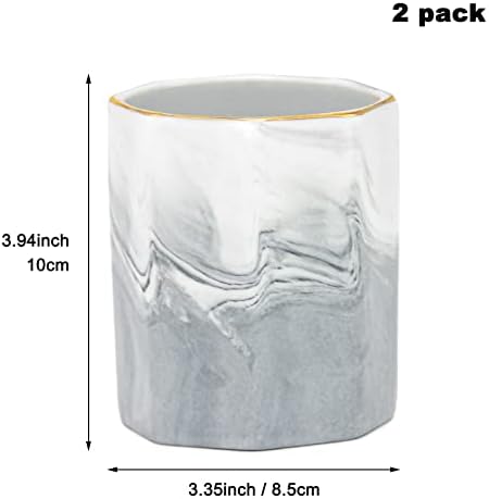 Pacote de caneta cerâmica de 2 pacote Stand, xícara para porta de mármore de mármore porta -maquiagem