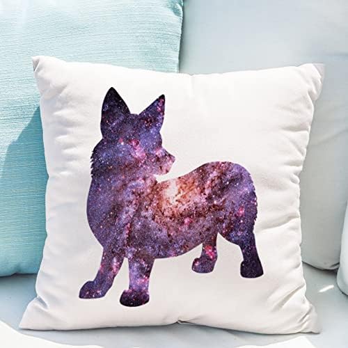 Amante de cães sofá -almofada capa de céu estrelado cão corgi sofá travesseiro de aquarela galáxia cachorrinho