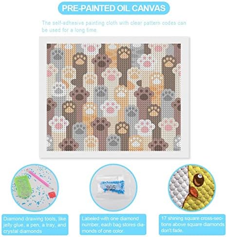 Kits de pintura de diamante pegada de pata de gato kits de diamante 5D DIY DRINHA FULHA FILIONAL DE