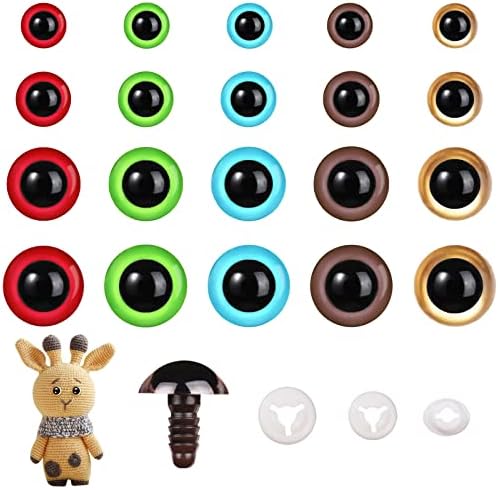 Mucunnia 160pcs Segurança Olhos para Amigurumi com arruelas 10/12/16/18 mm Olhos de segurança plásticos