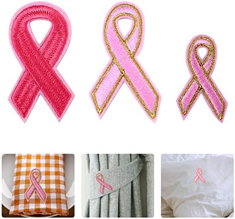 Artibetter 30pcs Fita rosa Fita de câncer de mama Ferro em manchas bordadas Apliques Máquina Bordado