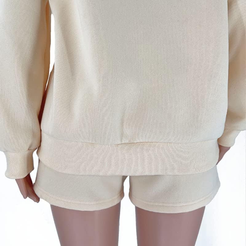 Remelon Meio de moletom feminino Defina casuais com zíper de mangas compridas e shorts roupas de 2 peças roupas