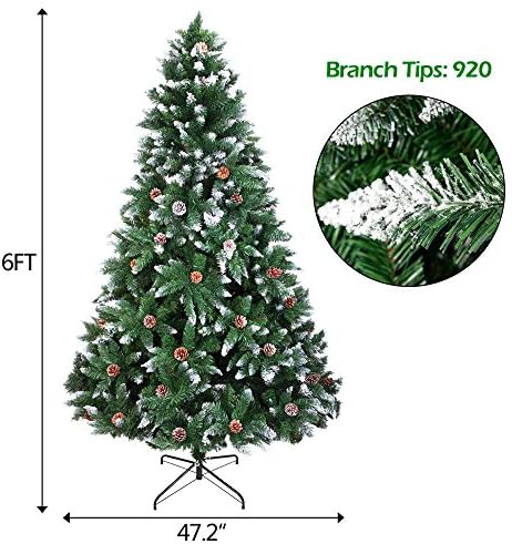 Goten 6 pés PVC PVC Ponto White Spray Pine Cone Tree com 1000 galhos, 52 pinheiros e 50 cm de pés de ferro