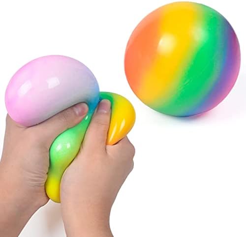 As bolas de estresse amigáveis ​​para adultos e crianças - Rainbow Ball Hand Grip Strength Trainer, bola de terapia manual, Exercício de resistência dos dedos Squeezer Squeeze Toys Decompression Extrusion