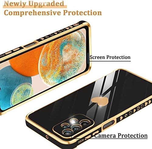 Atump para o caso Samsung Galaxy A23 5G com proteção à prova de choque do protetor de tela HD, Love Heart Plating Mulheres femininas