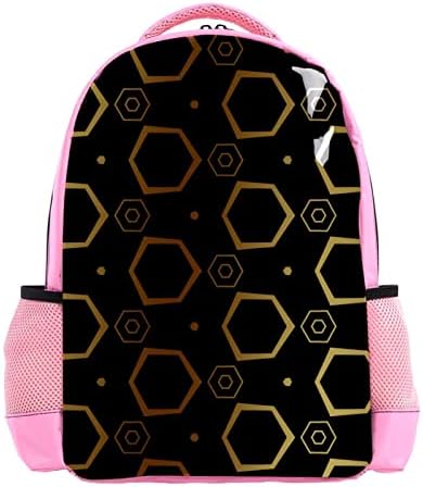 Mochila de viagem VBFOFBV, mochila laptop para homens, mochila de moda, padrão geométrico de ouro preto