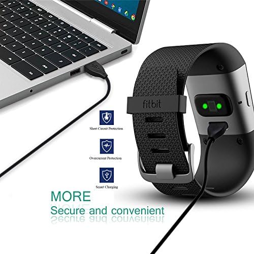 Kingacc Compatível com o carregador Fitbit Surge, Adaptador de carregador de cabo de carregamento USB de 3,3 pés/1