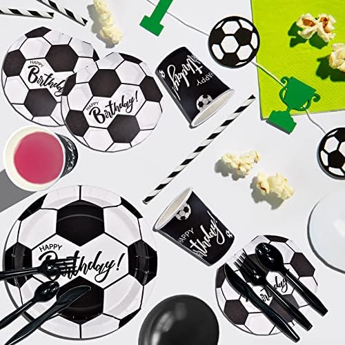 Dylives 192 PCs Soccer Birthday Party Supplies Conjuntos, Decorações de festa de futebol temas Favoriza os