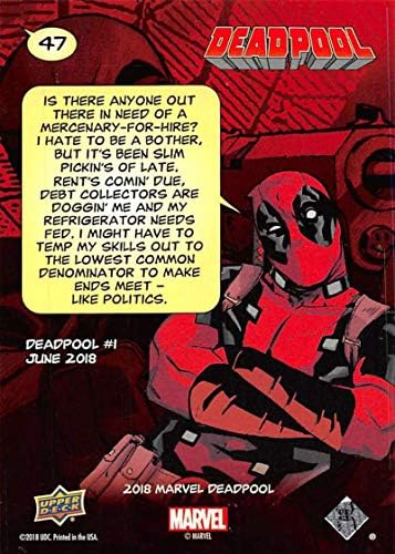 2019 Upper Deck Deadpool 47 Origin Story Official Nemport Trading Card em NM ou melhor conditon