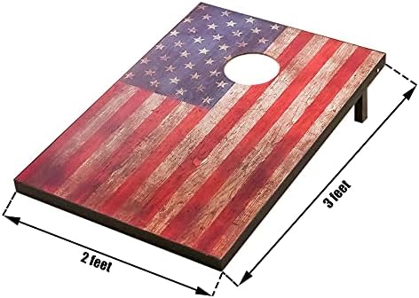 Buracos de milho Haxton Classic Corn Hole Game Set American Flag 3 × 2 com sacos de areia de 8 all clheather
