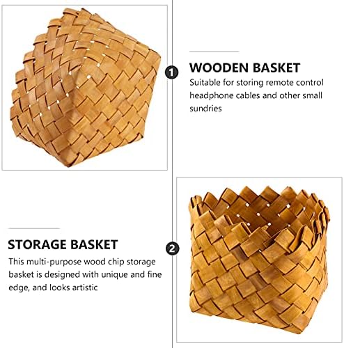 Cestas de tecidos de cabilock tecidos cestas de madeira lasca de madeira armazenamento cesto desktop sundries cesto