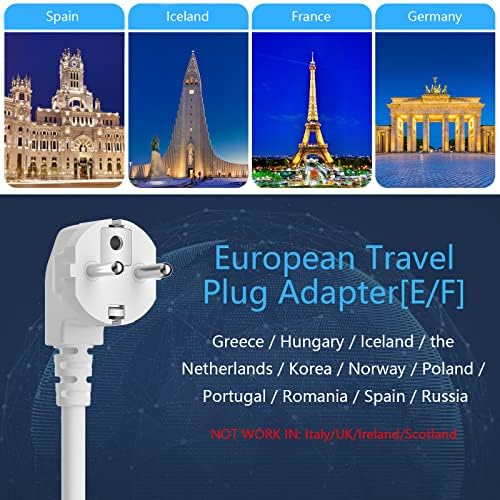 Adaptador europeu de plugue de viagens, faixa de energia de betek com USB C PD 20W e 3 portas USB, 3 extensor