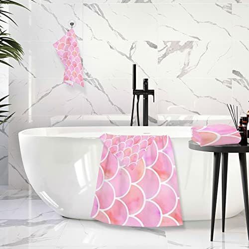 Escamas rosa Toalha de banho Toalhas de banheiro de algodão para banheiros Toalhas decorativas de banho 1 Toalha de banho 1 toalhas de ginástica absorvente macia para ioga para viagens de ioga