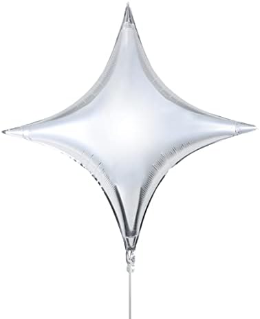 AimToHome 36 Star forma de balões mylar, balão de estrela prata de quatro pontas para festa de aniversário