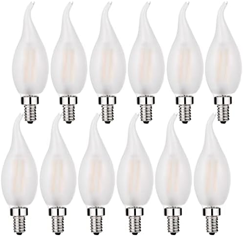 Bulbo de candelabra de LED de Beonllay 25W Equivalente 3000K Dica de chama branca macia Vidro de vidro fosco