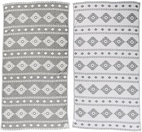 Bersuse algodão Belize camada dupla toalha turca - 37x70 polegadas, cinza prateado