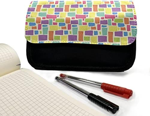 Caixa de lápis colorida de Ambesonne, mosaico descolado hipster, bolsa de lápis de caneta com