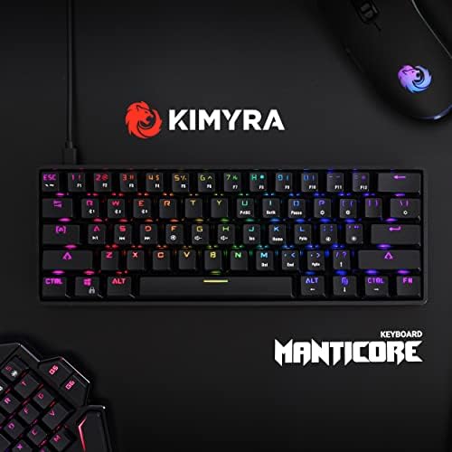 Teclado mecânico sem fio Kimyra sem fio, 2,4g tipo C, teclado Bluetooth com retroilumos RGB, 61 teclas,