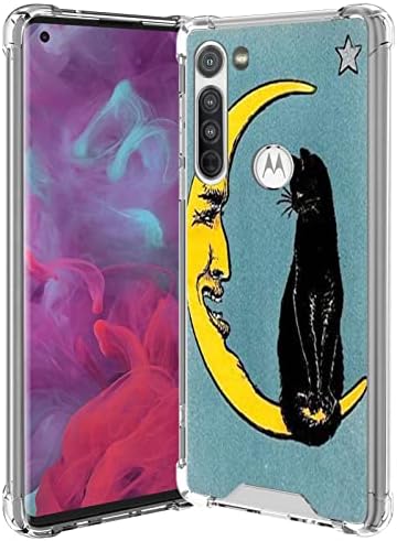 Caixa de telefone transparente de Kuaveto para Motorola Edge 5g com o padrão de gato preto amarelo, à prova
