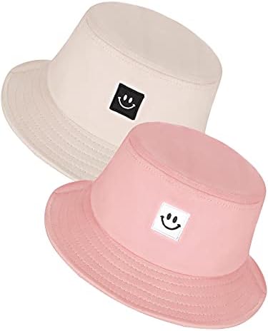 2 peças chapéus de caçamba chapéu de sol para crianças sorriem cara viseira protetora de proteção chapéu de viagem